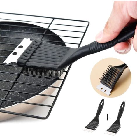 Grillbürsten- und Schaberset aus Edelstahl zur Rostentfernung von Grills, 2-teilig