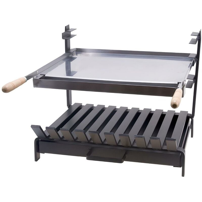 Grille à rôtir avec tiroir et récupérateur de graisse en Inox coloris Noir - 50 x 45 x 40 cm