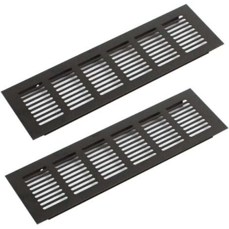 Grille Aération Aluminium 2 Pièces Grille d'Aeration Grille de Ventilation Rectangulaire Grille d'Aeration en Alliage Grille Daération Extérieure pour la Ventilation Noir 250 X 80mm