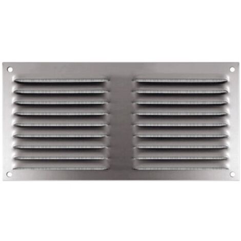 Grille aération VMC aluminium anodisé 100x200mm – Moustiquaire intégrée – Passage d'air 42 cm² – Installation en applique par vis ou collage – Autogyre