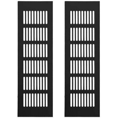 Grille aération VMC en aluminium noir – Lot de 2 pièces 250mm x 80mm – Résistante à la corrosion – Pour armoires et meubles - NOIR 250 X