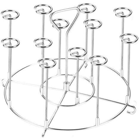 Grille Air Fryer avec 12 Brochettes, Inoxydable Grille Accessoires pour Friteuses Ronde Supports de Friteuse Air Comprimé Verticale AirFriteuse Rack, Réutilisable Barbecue Grilles Accessories