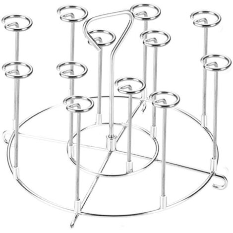Grille Air Fryer avec 12 Brochettes, Inoxydable Grille Accessoires pour Friteuses Ronde Supports de Friteuse Air Comprimé Verticale AirFriteuse Rack, Réutilisable Barbecue Grilles Accessories lot de 1