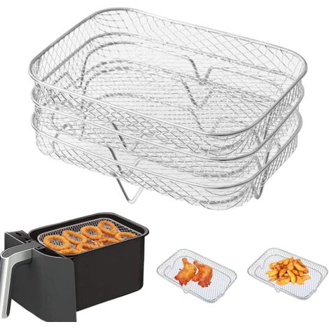 Grille Air Fryer,Air Fryer Rack 3pcs Empilable 8,27 Pouces Tour Rectangle Panier En Acier Inoxydable Griller Rack Air Fryer Accessoires Pour Barbecue, 8-qt Air Fryer Déshydrateur Rack Grill Rack Air