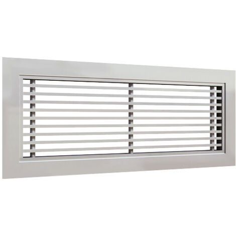 Grille aluminium avec cadre plat 20mm à barres fixes à 0° finition RAL9003 Matt avec clips NATHER 977304