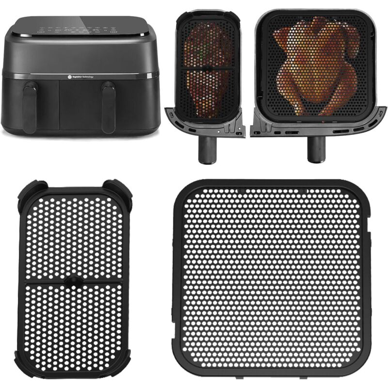 Grille Anti Projection pour Philips 3000 Dual Basket,2 Pcs Réutilisable Accessoires Air Fryer Moule Air Fryer Plat Silicone