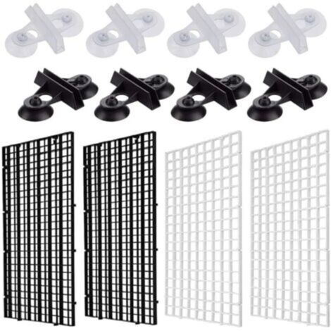 Grille Aquarium, Diviseur d’Aquarium en Plastique, Séparateurs D'aquarium, 4 Pièces Aquarium Séparateur pour Réservoir de Poisson, avec 8 Pinces à Ventouse, pour Garder Différents Pois