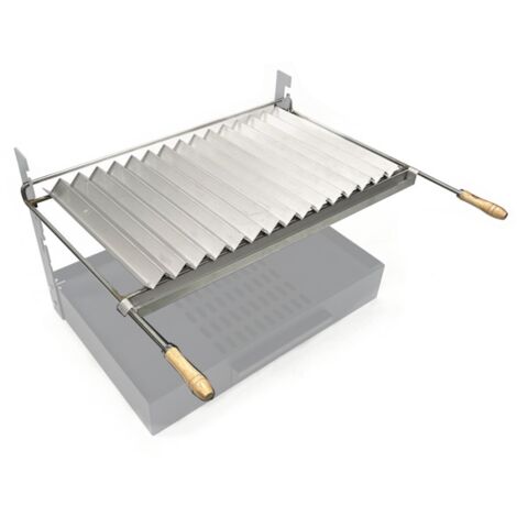 Grille barbecue inox 60x56 cm avec récupérateur de graisse – Conçue pour crémaillères – Facile à nettoyer et sécurisée