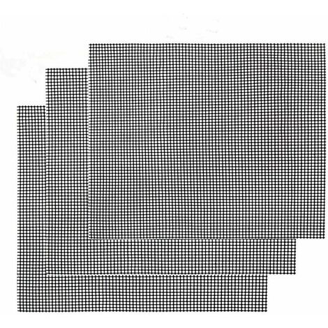 Grille Barbecue Tapis de Cuisson Antiadhésif 3 Pièces - Feuille de Cuisson Réutilisable Résistante à la Chaleur de Gril, pour Le Barbecue D'intérieur et Extérieur