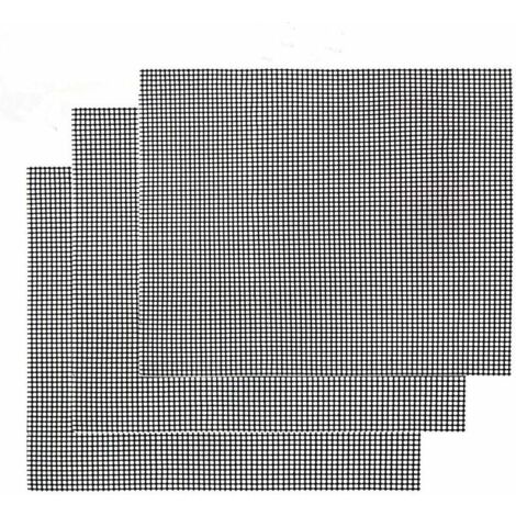 Grille Barbecue Tapis de Cuisson Antiadhésif 3 Pièces - Feuille de Cuisson Réutilisable Résistante à la Chaleur de Gril, pour Le Barbecue D'intérieur et Extérieur