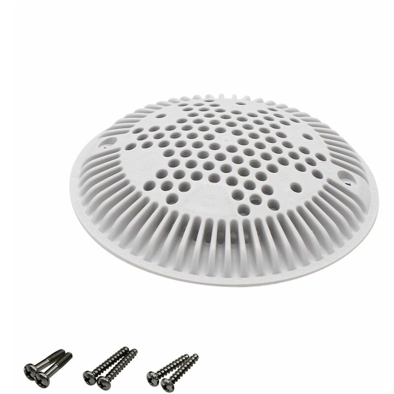 Grille bonde de fond ronde bombée avec vis pour piscine - Diam 19,5 cm - Blanc - WGX1048E Hayward