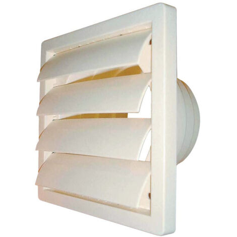 Grille - Bouche d'évacuation à clapet  blanc 155 x 155 pour hotte,vmc ou sèche linge - DMO