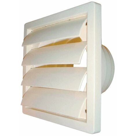 Grille bouche d'évacuation clapet blanc 155 x 155 mm – Prévention retours d'air pour hottes et sèche-linge – Installation facile 100-125 mm – DMO