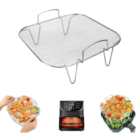 Grille carrée inox friteuse air 24 cm, accessoire cuisson durable