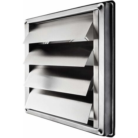 Grille d'aération 150mm inox grille anti refoulement à lamelles mobiles hotte à fermeture automatique grille anti-intempéries/carré 184x184mm/ventilation inox