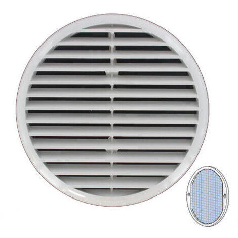 First Plast – Grille aération VMC anti-UV à clipser – ABS blanc Ø175mm – Ailettes inclinées – Air de passage 135 cm² pour tubes 125-160mm