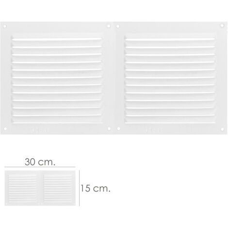 Grille d'aération double à visser 30x15 cm. Blanc