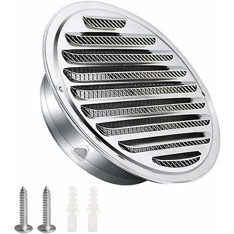 Grille d'aération en acier inoxydable 100mm avec vis et chevilles Protection contre les intempéries Lamelles avec moustiquaire et boucle Grille