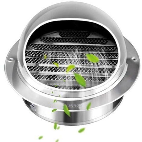 Grille d'Aération en Acier Inoxydable Rond avec Bouche Anti-insectes et Lamelles, Grille de Ventilation 150mm pour Mur Extérieur, Idéal pour Salle de Bains, Climatiseurs, Cuisine