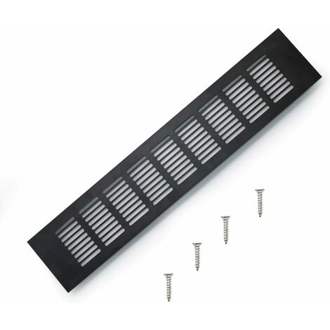 Grille D’aération en Aluminium à Encastrer, Grille de Ventilation 400 mm Angulaire pour la Ventilation des Placards et des Chambres (Noir)