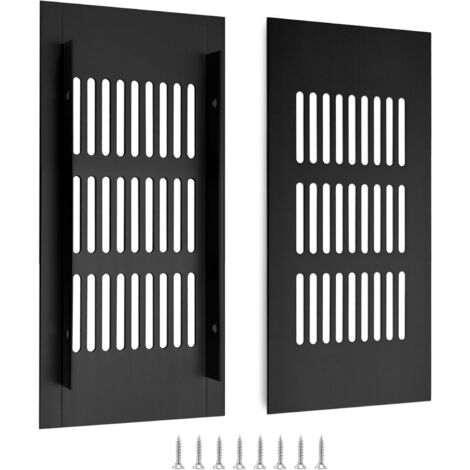 Grille d'aération en Aluminium Grille de Ventilation Rectangulaire avec Vis pour la Ventilation des Placards et des Chambres 15 x 8cm Noir 2 Pièces