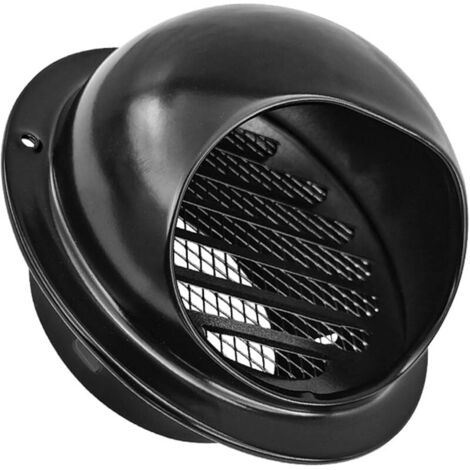 Grille d'aération murale ronde en acier inoxydable pour système de ventilation extérieur – 70 mm, noir