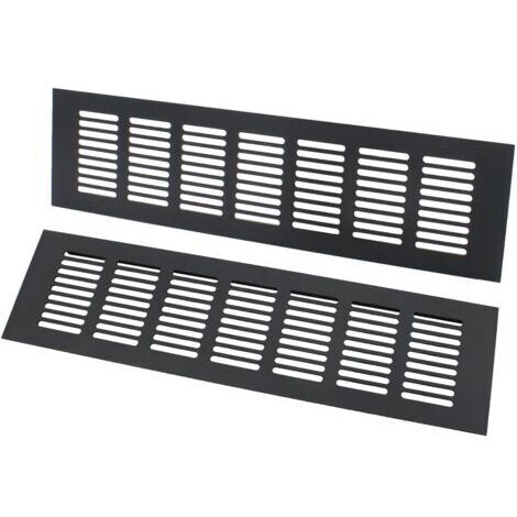Grille d'aération rectangulaire 80 × 300 mm – Aluminium noir résistant à la corrosion – Pour ventilation cuisine et salle de bain