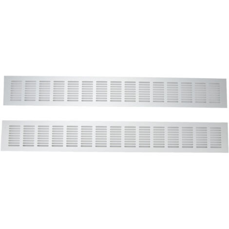 Grille d’aération rectangulaire en aluminium anodisé – Lot de 2 pièces (80 × 600 mm) pour armoire, placard ou meuble à chaussures