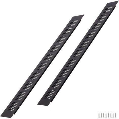Grille d'aération rectangulaire en aluminium noir 2 x 400 x 50 mm pour placards, chambres et portes