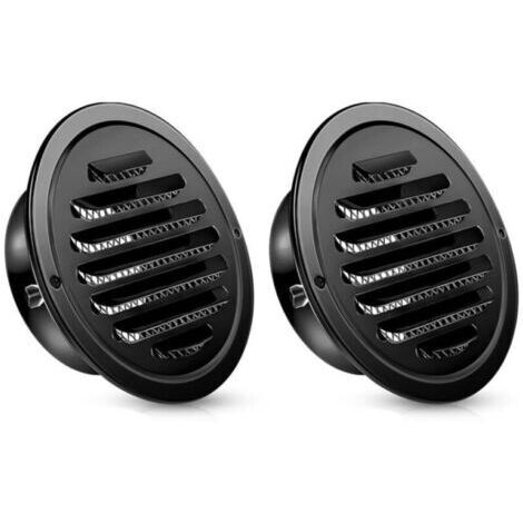Grille d'aération ronde 80 mm en acier inoxydable avec écran intérieur/extérieur - Ventilation salle de bain/mur/plafond - Laquée noire - Antirouille