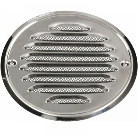 Grille d'aération ronde en acier inoxydable - 120 mm - avec vis - Moustiquaire - Grille d'aération à lamelles - Antirouille