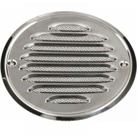 Grille d'aération ronde en acier inoxydable - 120 mm - avec vis - Moustiquaire - Grille d'aération à lamelles - Antirouille