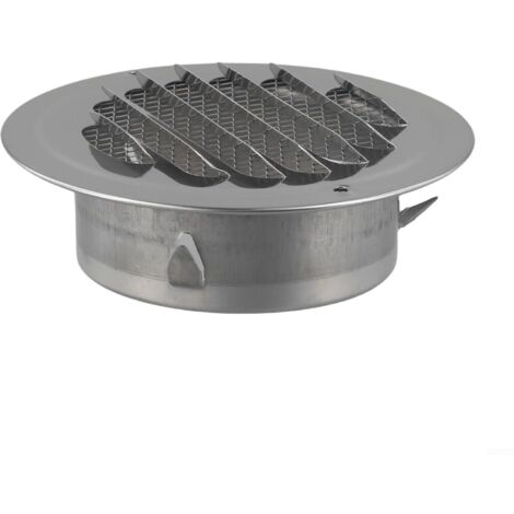 Grille d'aération ronde en acier inoxydable, grille de ventilation murale avec évacuation d'air, grille de ventilation avec moustiquaire pour mouches (100 mm)