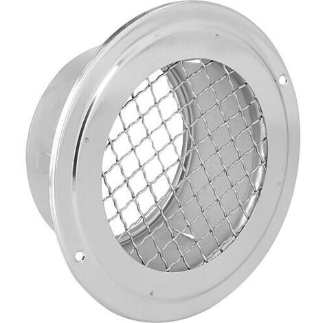 Grille d'aération ronde en acier inoxydable V2A, raccord Ø100 mm, avec grille en fil métallique ondulé
