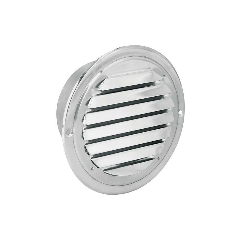 Banyo - Grille d'aération ronde en acier inoxydable V2A, raccord Ø100mm, avec lamelles fixes et moustiquaire