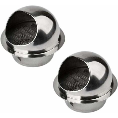 Grille d'Aération Ronde Grille Ventilation Hotte. Conduit Aérateur d'Air Grille de Ventilation en Acier Inoxydable avec Filet Anti-insectes. 100mm (2 Pcs)