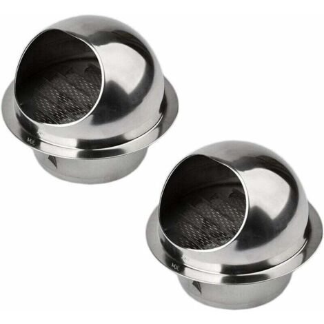 Grille d'Aération Ronde Grille Ventilation Hotte, Conduit Aérateur d'Air Grille de Ventilation en Acier Inoxydable avec Filet Anti-insectes, 100mm (2 Pcs)