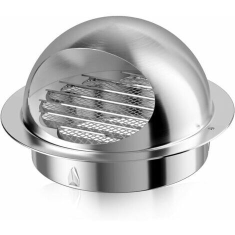 Grille d'Aération,150mm Ventilation Hotte Murale Ronde, Bouche de Sortie Ventilation Grille en Acier Inoxydable 304 Avec Moustiquaire-