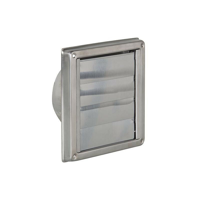 Banyo - Grille d'aération à volets mobiles V2A lamelles à fermeture automatique raccord diam 150mm dim ext 180x180mm