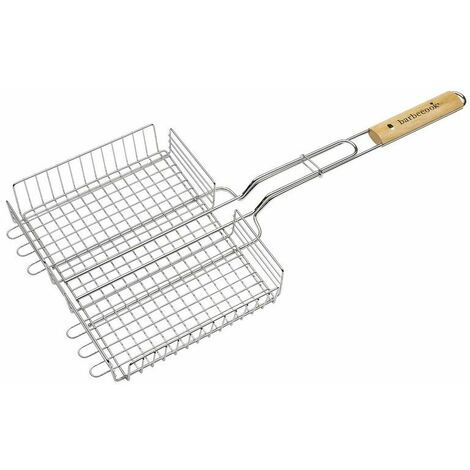 Grille de barbecue réglable 4 positions 31,5 x 25 cm – Grille chromée pour cuisson viande et poisson – Compatible tous grills standards – Barbecook