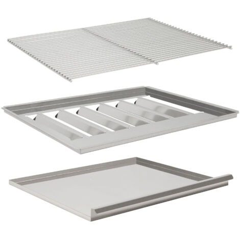 Grille de barbecue 60 x 48 cm – Plaque à flamme – Bac à graisse en acier chromé – Pour rôtissoire gastro 64 x 52 cm