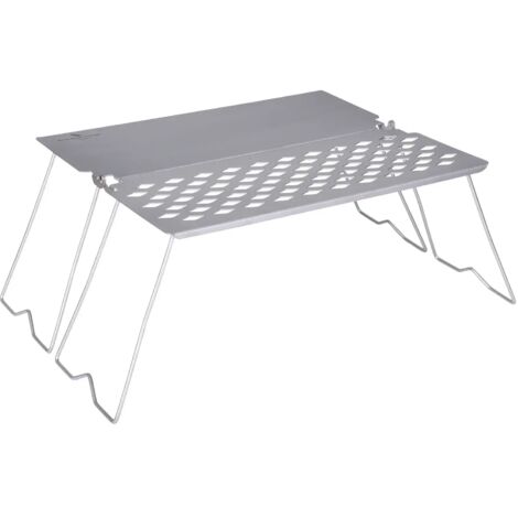 Grille de barbecue à charbon de bois Boundless Voyage en titane avec poignée pliable, mini table de camping avec pieds, idéale pour 1 personne, réchaud de cuisine portable.