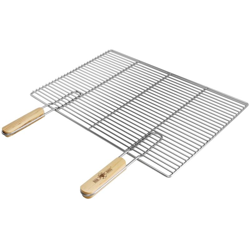 Grille de barbecue BBQ avec double manche dimension 60x40cm 80 cm barbecue rond avec 2 poignées Acier inoxydable