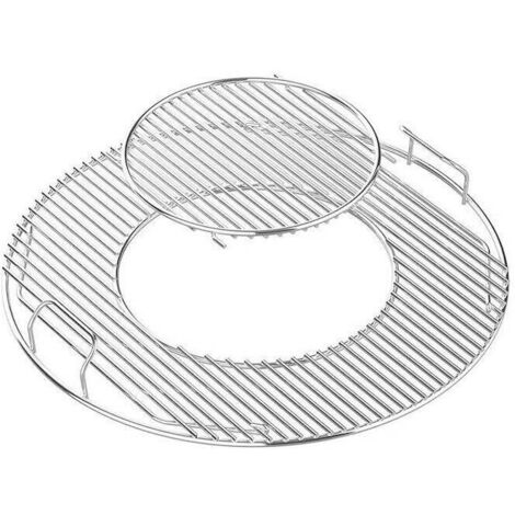 Grille de barbecue de 57 cm en acier revêtu, avec une section détachable compatible avec les barbecues à charbon de 57 cm.