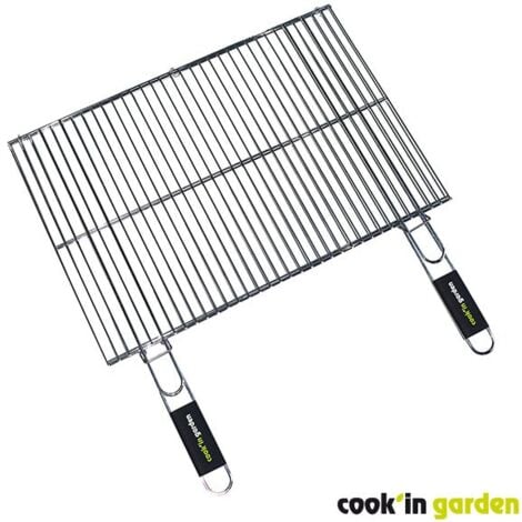 Grille de barbecue double - Rectangulaire - 2 poignées - 60x40 cm - Cook'in Garden
