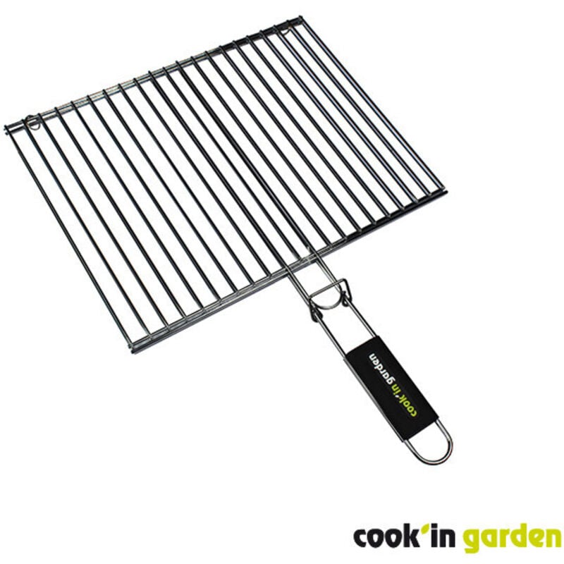 Garden Max - Grille de barbecue double rectangulaire 40 x 30 cm