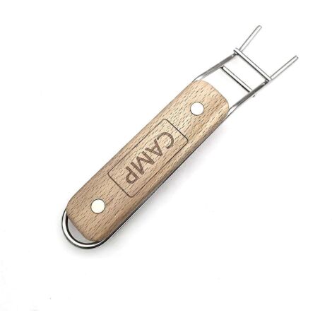 Grille de barbecue en acier inoxydable, lève-grille avec poignée en bois, pince pour grille de cuisson extérieure, outil de levage pour gril.