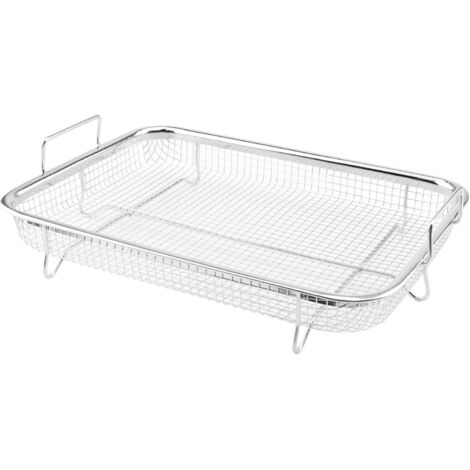 Grille de Barbecue en Acier Inoxydable, Panier Cuisson avec Poignée, 30 x 22 5 cm, pour Rôtir, Laver les Légumes et Fruits -