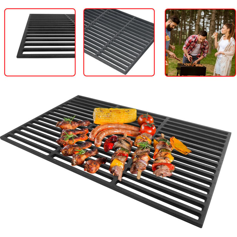 Hengmei - Grille de barbecue Grille de cuisson en fonte émaillée pour barbecue au charbon de bois, barbecue à gaz, barbecue à gaz. 54 x 34 cm