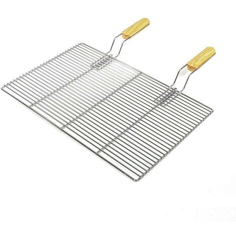Grille De Barbecue + Poignées, Rectangulaire, Acier Inoxydable, 54 X 34 cm